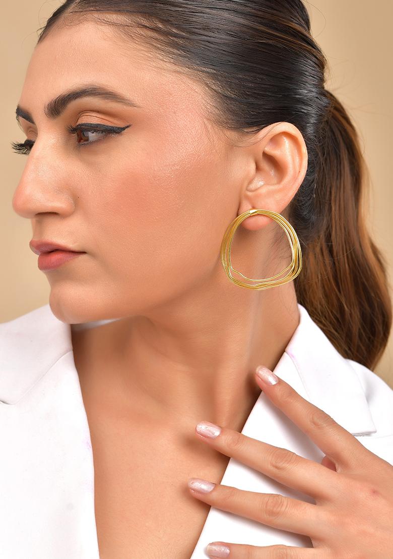 Gold Plated Anti Tarnished Multi Wired Studs Earrings  - Indya
