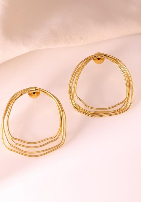 Gold Plated Anti Tarnished Multi Wired Studs Earrings 