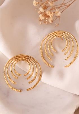 Gold Plated Anti Tarnished Semi Cricle Studs Earrings