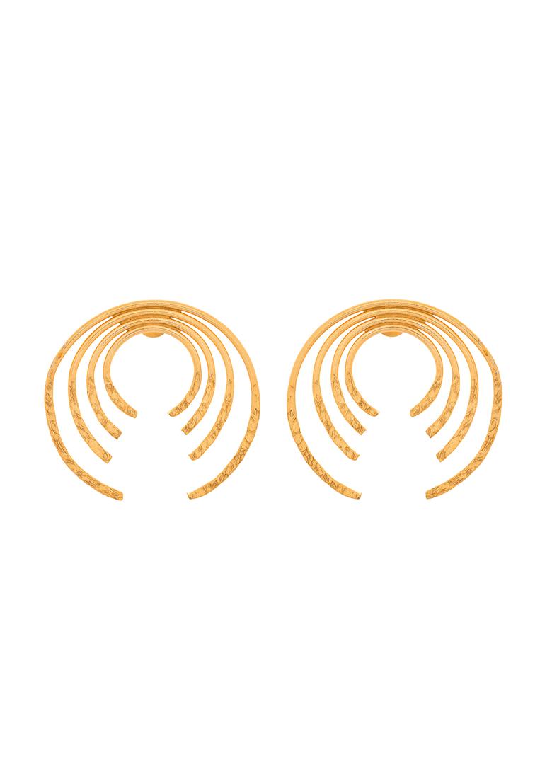 Gold Plated Anti Tarnished Semi Cricle Studs Earrings - Indya