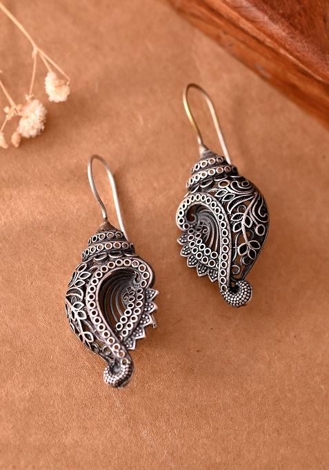 Silver Toned Designer Drop Earrings
