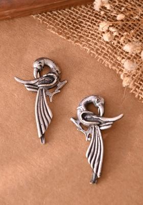 Silver Plated Bird Shaped Designer Studs Earrings