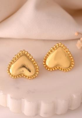 Gold Toned Heart Shaped Studs Earrings 