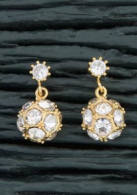 Golden White American Diamond Brass Earring