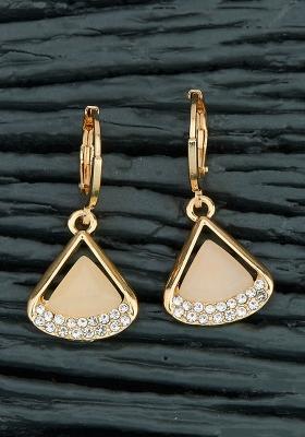 Golden White American Diamond Brass Earring