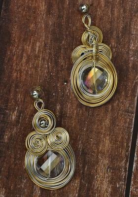 Golden White Brass Earring