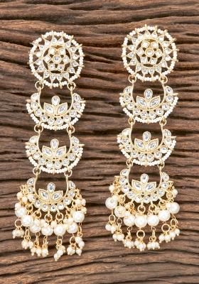 Golden White Brass Earring