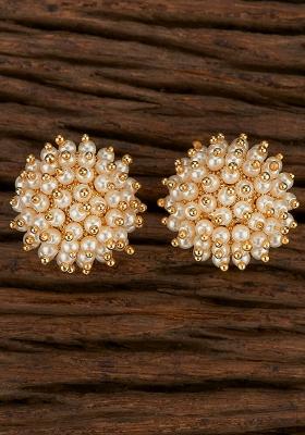Golden White Brass Earring