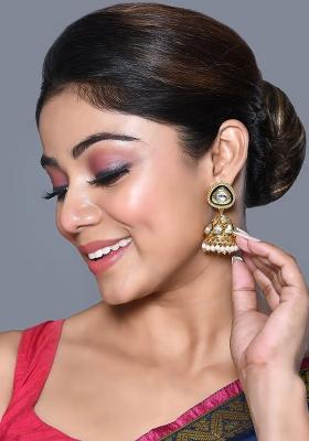 Golden White Brass Earring