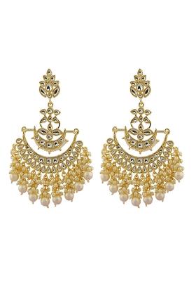 Golden White Brass Earring