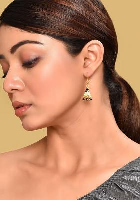 Multicolor Cream Brass Earring