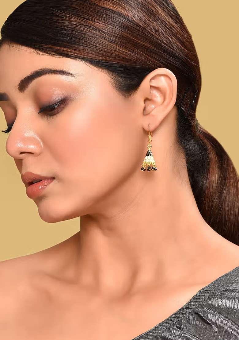 Multicolor Cream Brass Earring - Indya