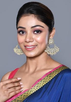 Golden White Brass Earring