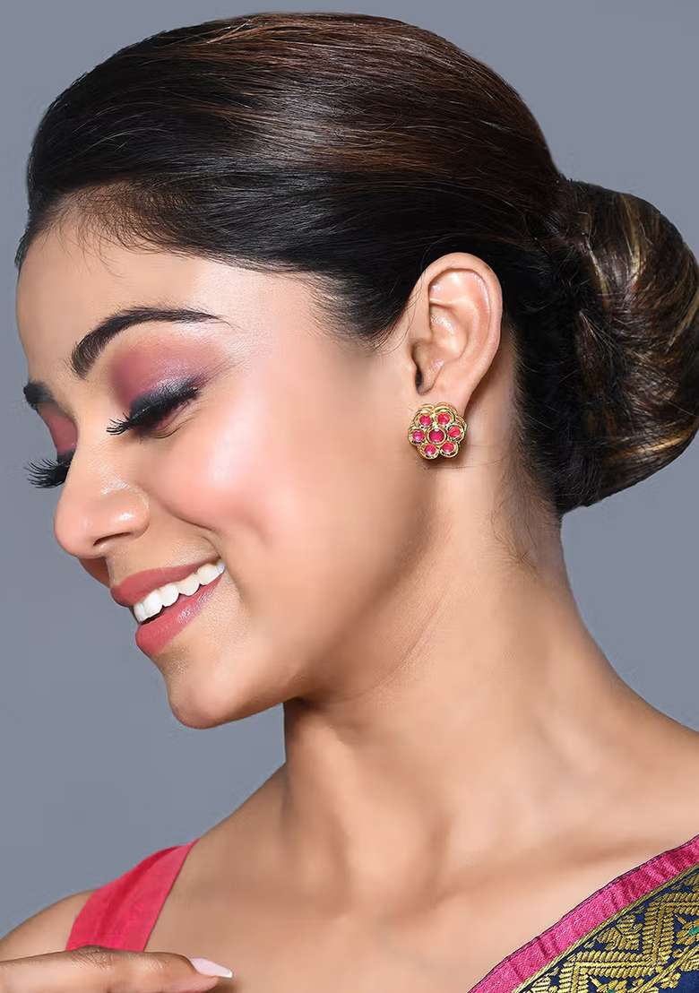 Ruby Brass Earring - Indya