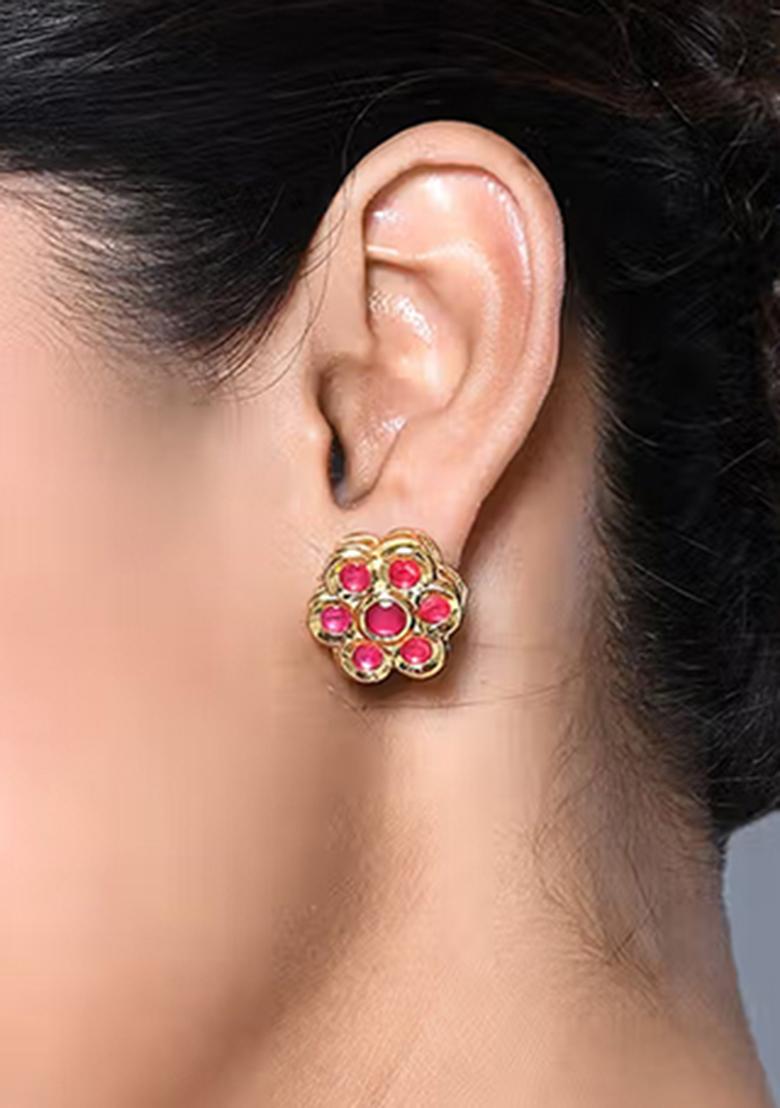 Ruby Brass Earring - Indya