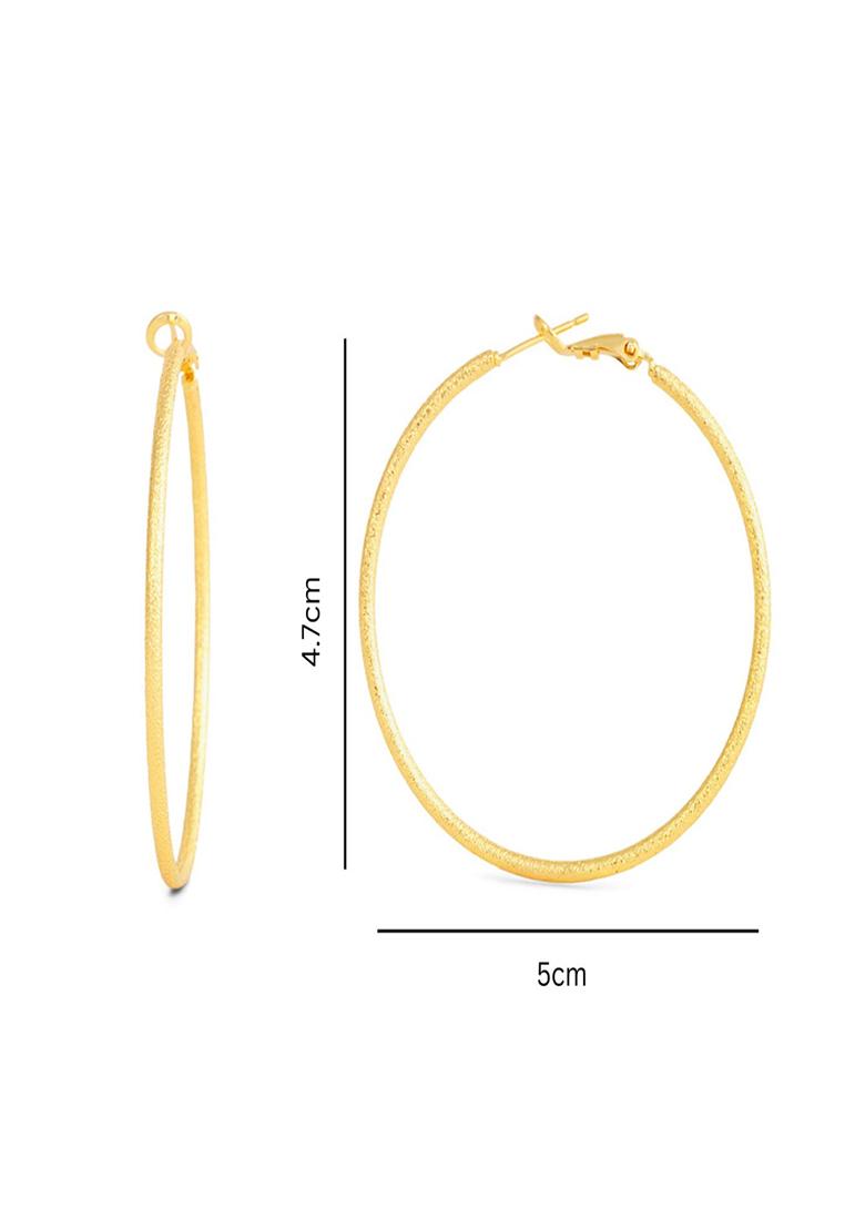 Gold Plated Anti-Tarnish Frosted Matte Hoop Earrings - Indya