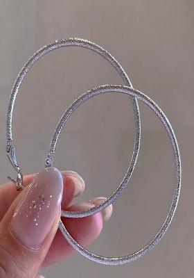 Silver Plated Anti-Tarnish Frosted Matte Hoop Earrings