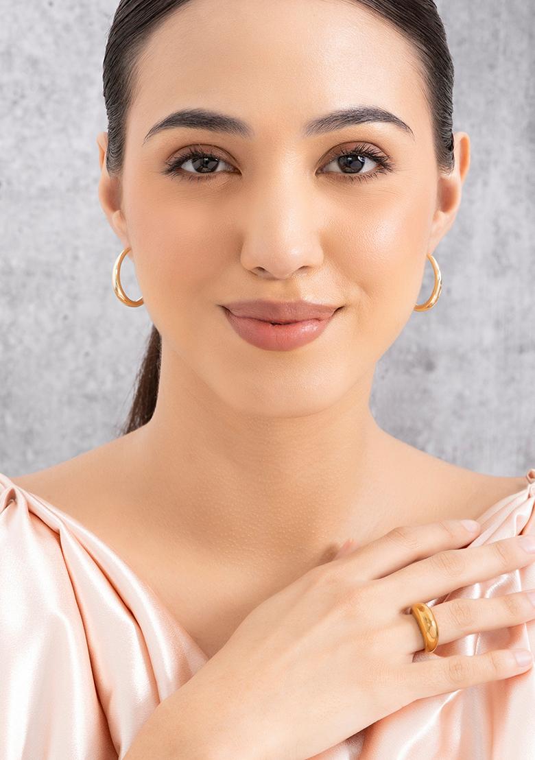 Gold Plated Anti-Tarnish 30Mm Round Hoop Earrings - Indya