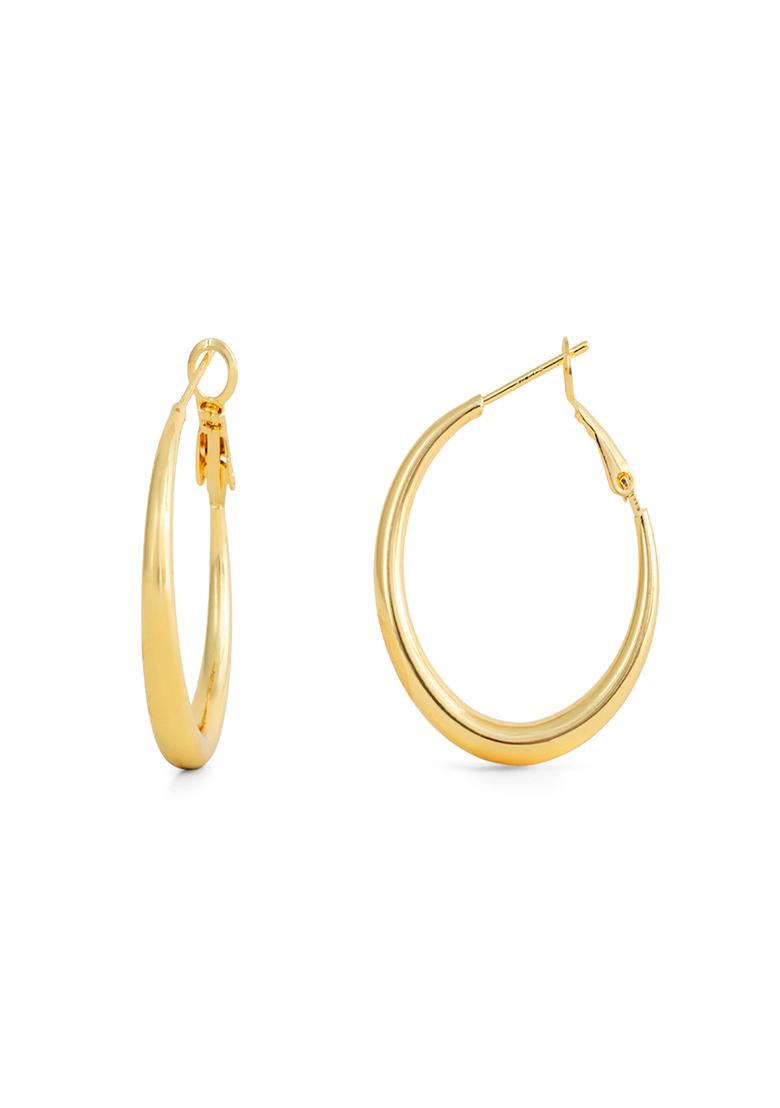 Gold Plated Anti-Tarnish 30Mm Round Hoop Earrings - Indya