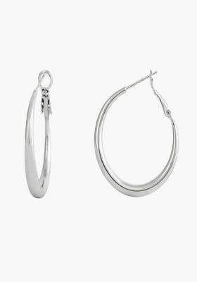 Silver Plated Anti-Tarnish 30Mm Round Hoop Earrings