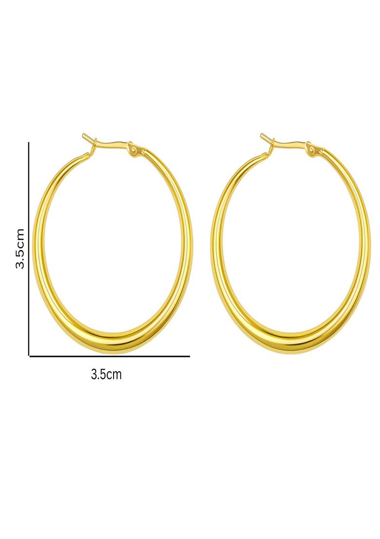 Gold Plated Anti-Tarnish 40Mm Round Hoop Earrings - Indya