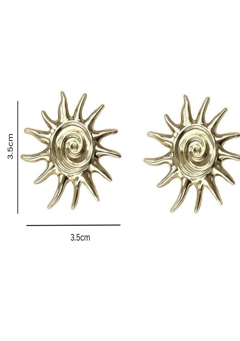 Gold Plated Anti-Tarnish Sun Shaped Stud Earrings - Indya