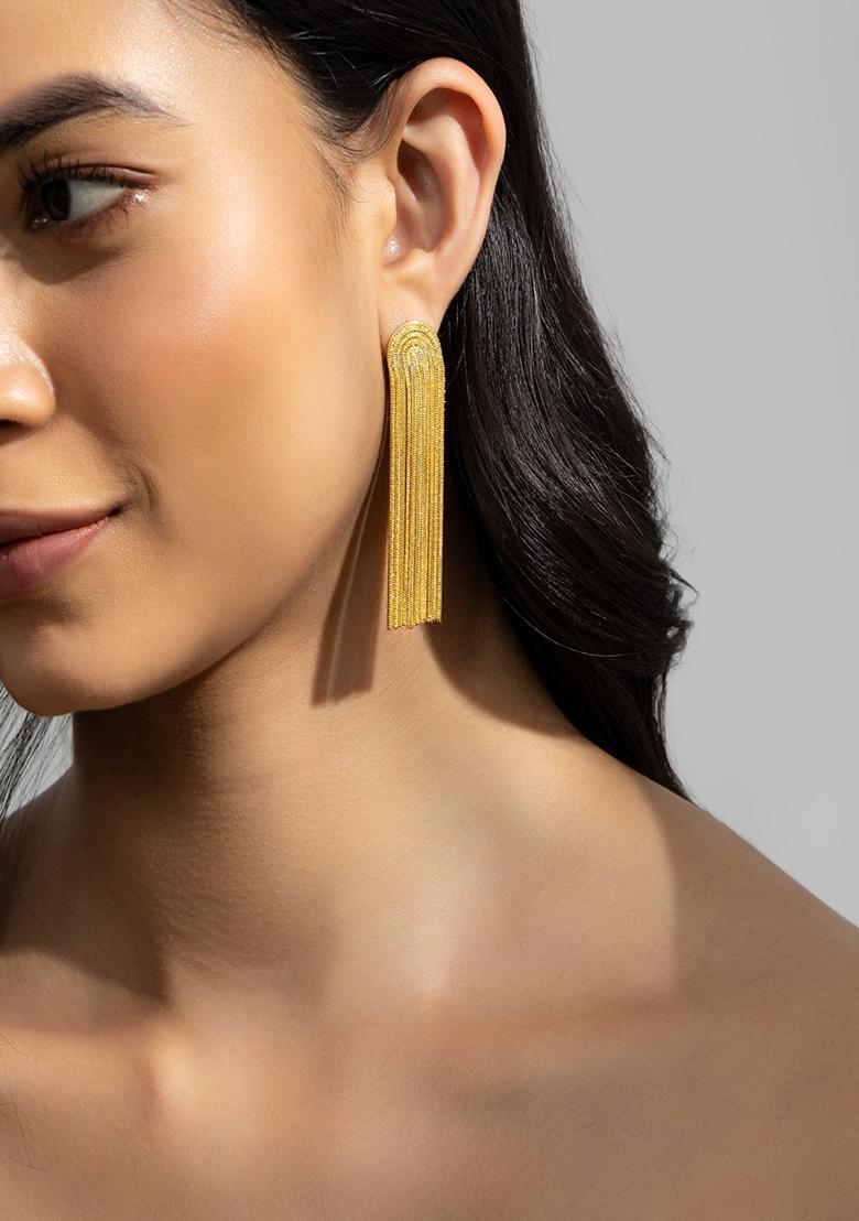 18K Gold Plated Waterproof Anti-Tarnish Tassel Drop Earrings - Indya