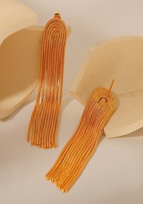 18K Gold Plated Waterproof Anti-Tarnish Tassel Drop Earrings