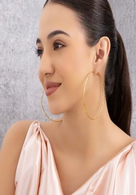 18K Gold Plated Waterproof Anti-Tarnish 8.4Cm Diameter Large Thin Hoop Earrings