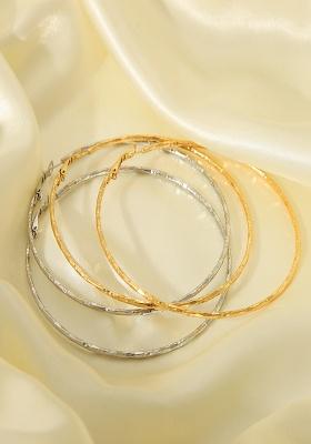18K Silver Plated Waterproof Anti-Tarnish 8.4Cm Diameter Large Thin Hoop Earrings