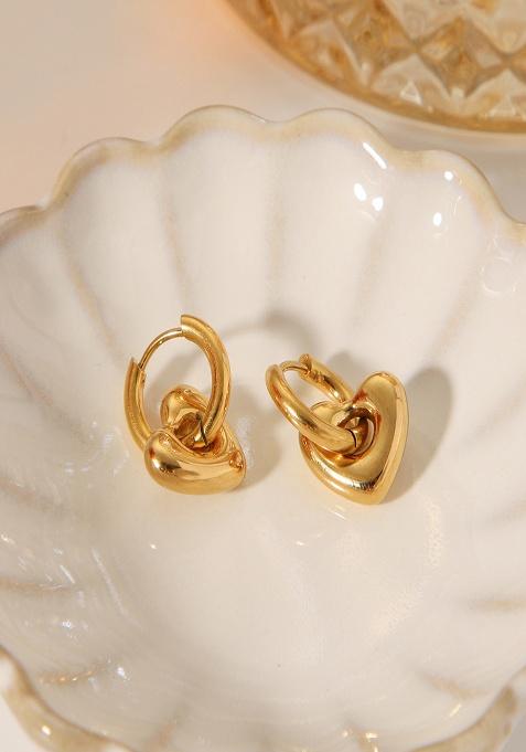 18K Gold Plated Waterproof Anti-Tarnish Mini Heart Huggie Earrings