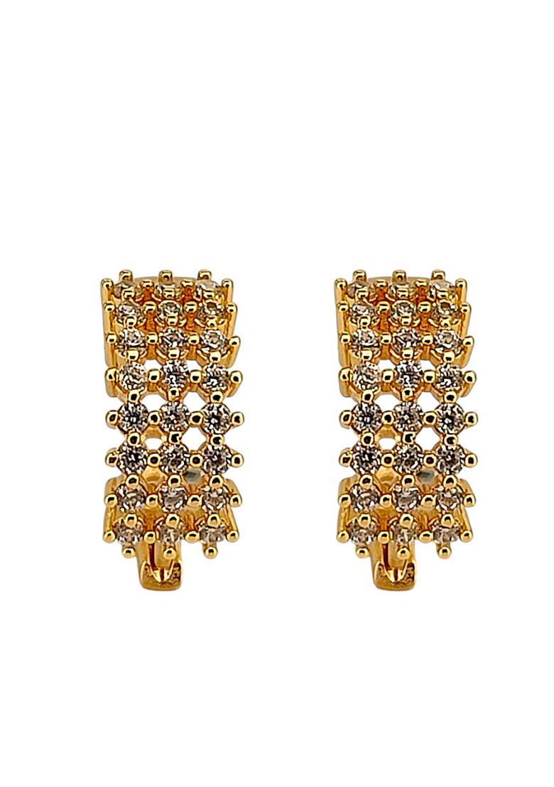Golden Alloy Earrings - Indya