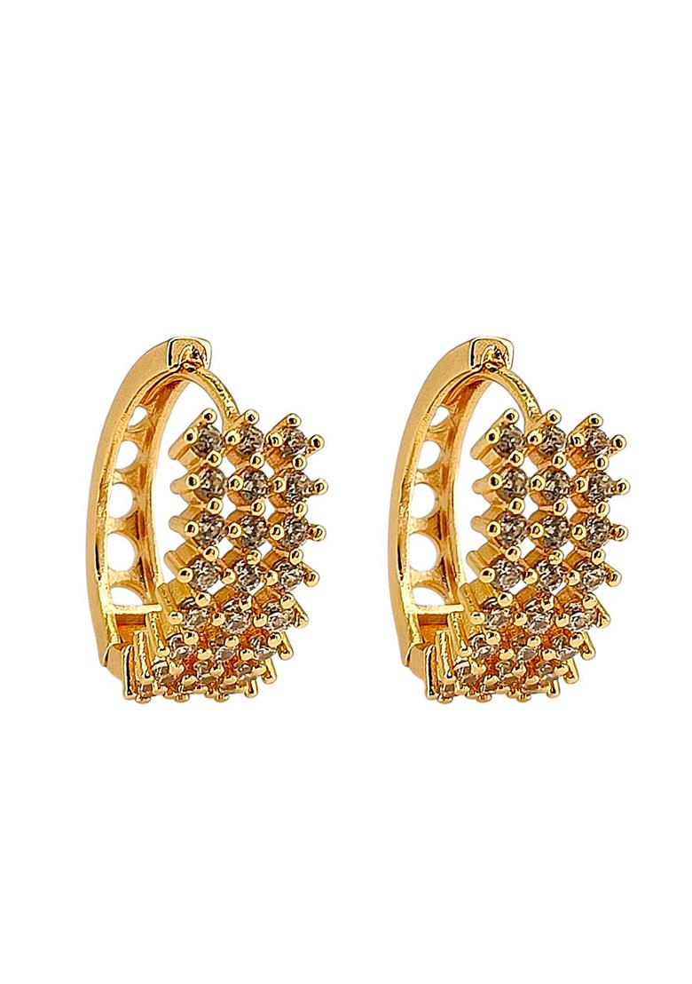Golden Alloy Earrings - Indya