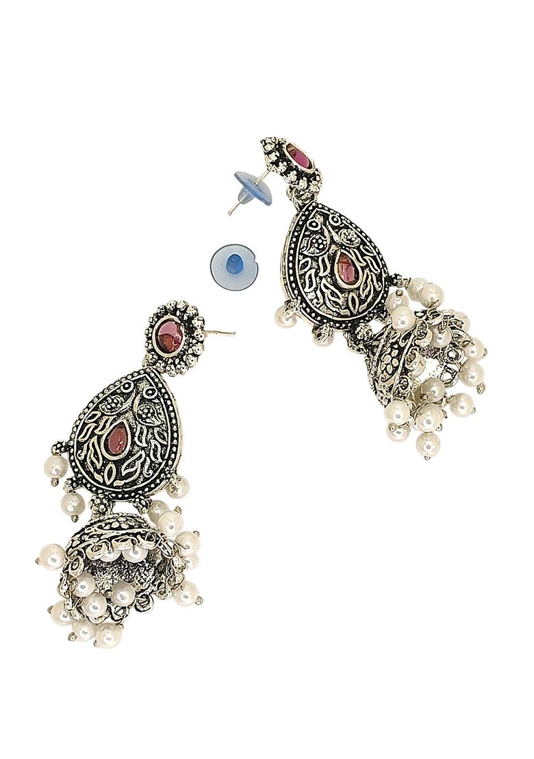 Silver Alloy Earrings - Indya