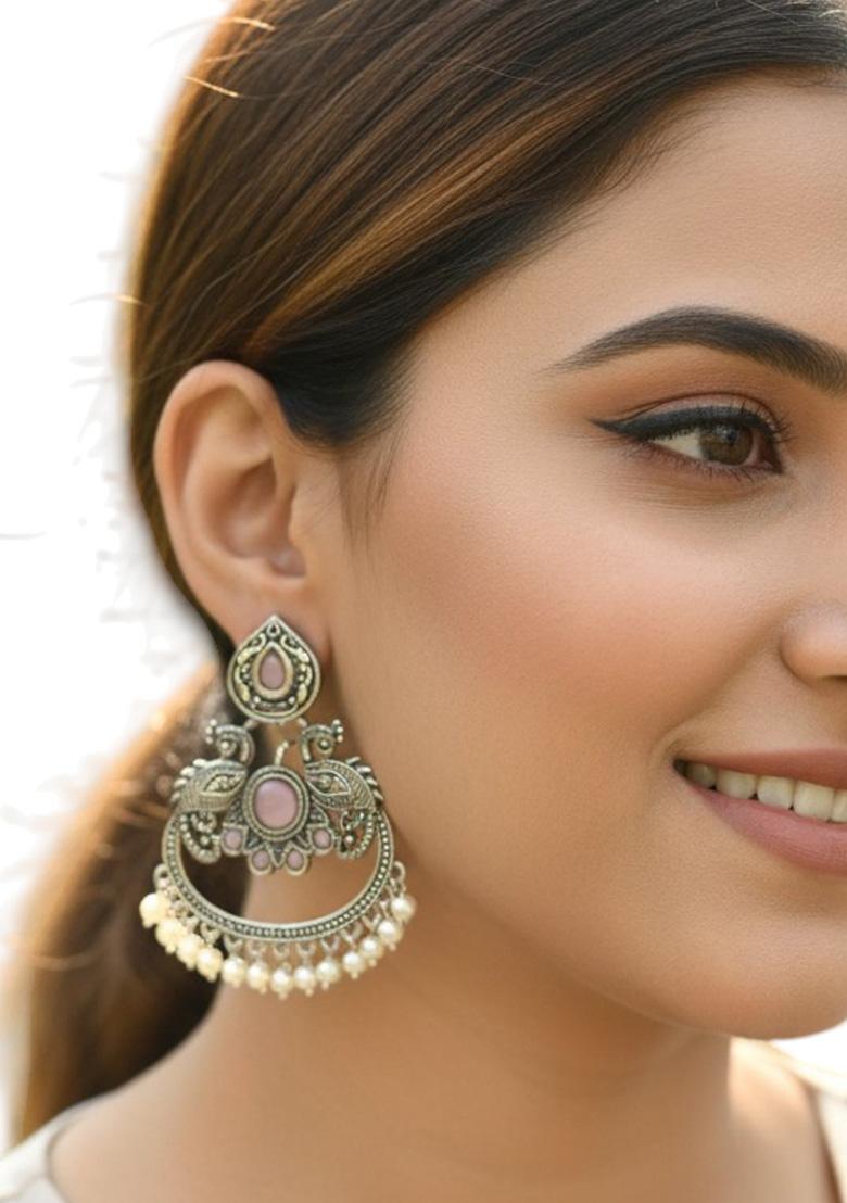 Silver Alloy Earrings - Indya