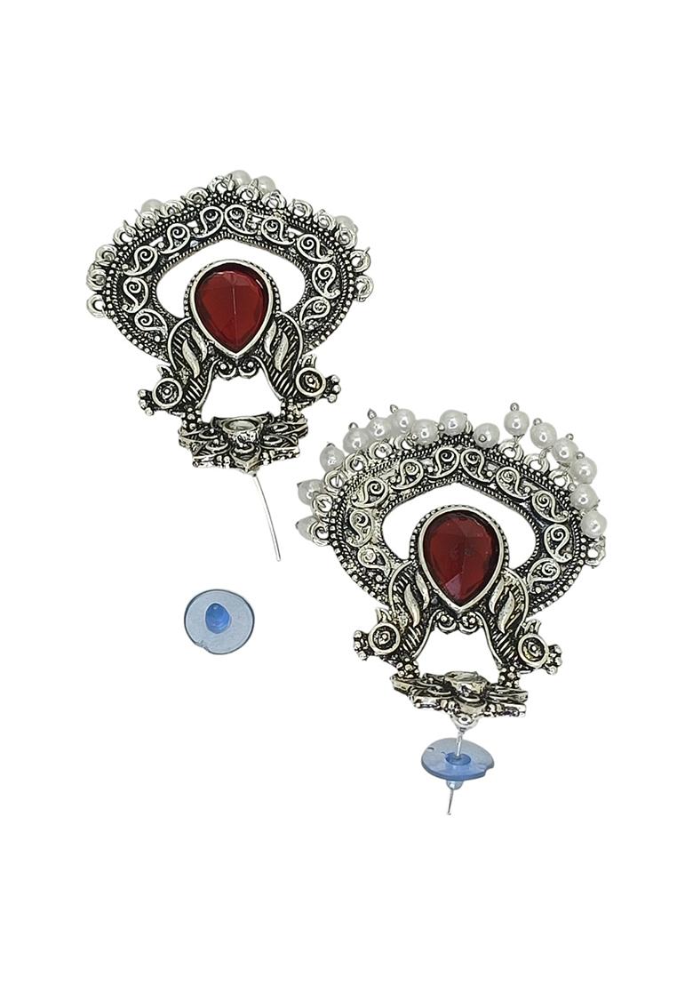 Silver Alloy Earrings - Indya