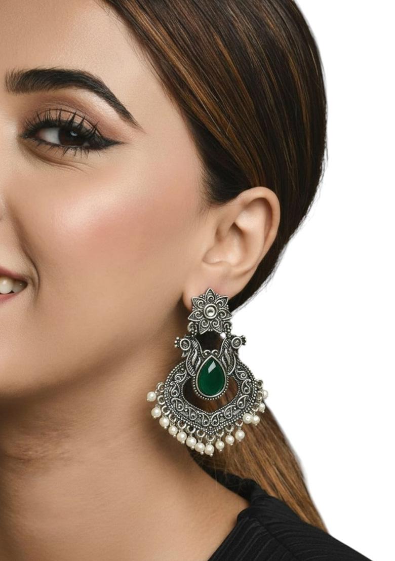 Silver Alloy Earrings - Indya