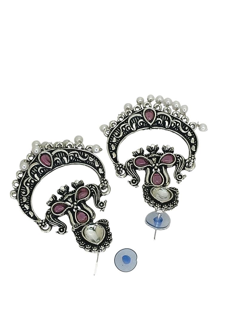 Silver Alloy Earrings - Indya
