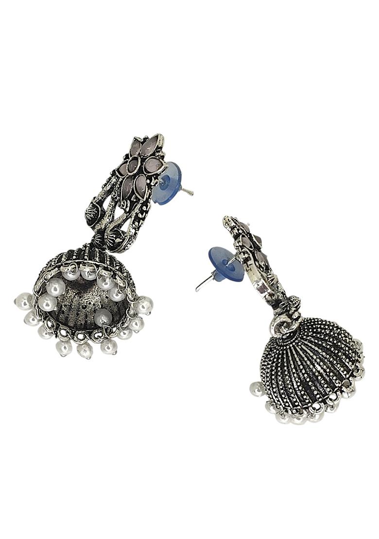 Silver Alloy Earrings - Indya