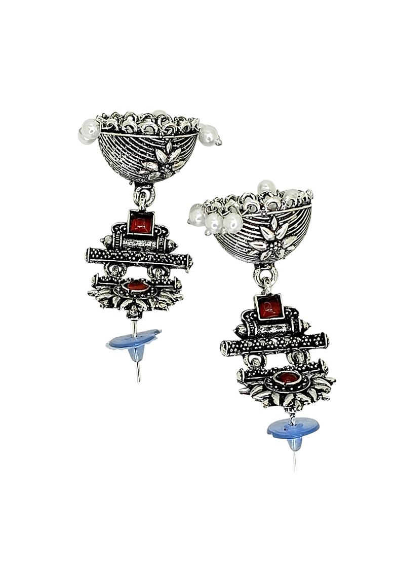 Silver Alloy Earrings - Indya