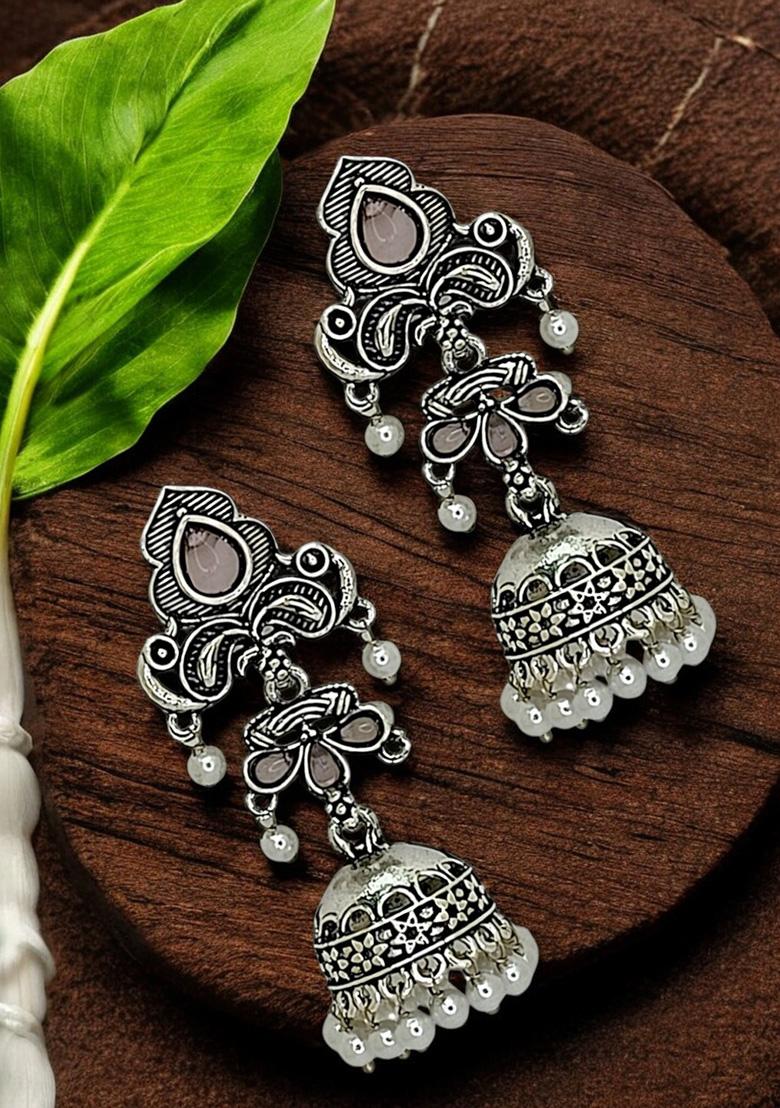Silver Alloy Earrings - Indya