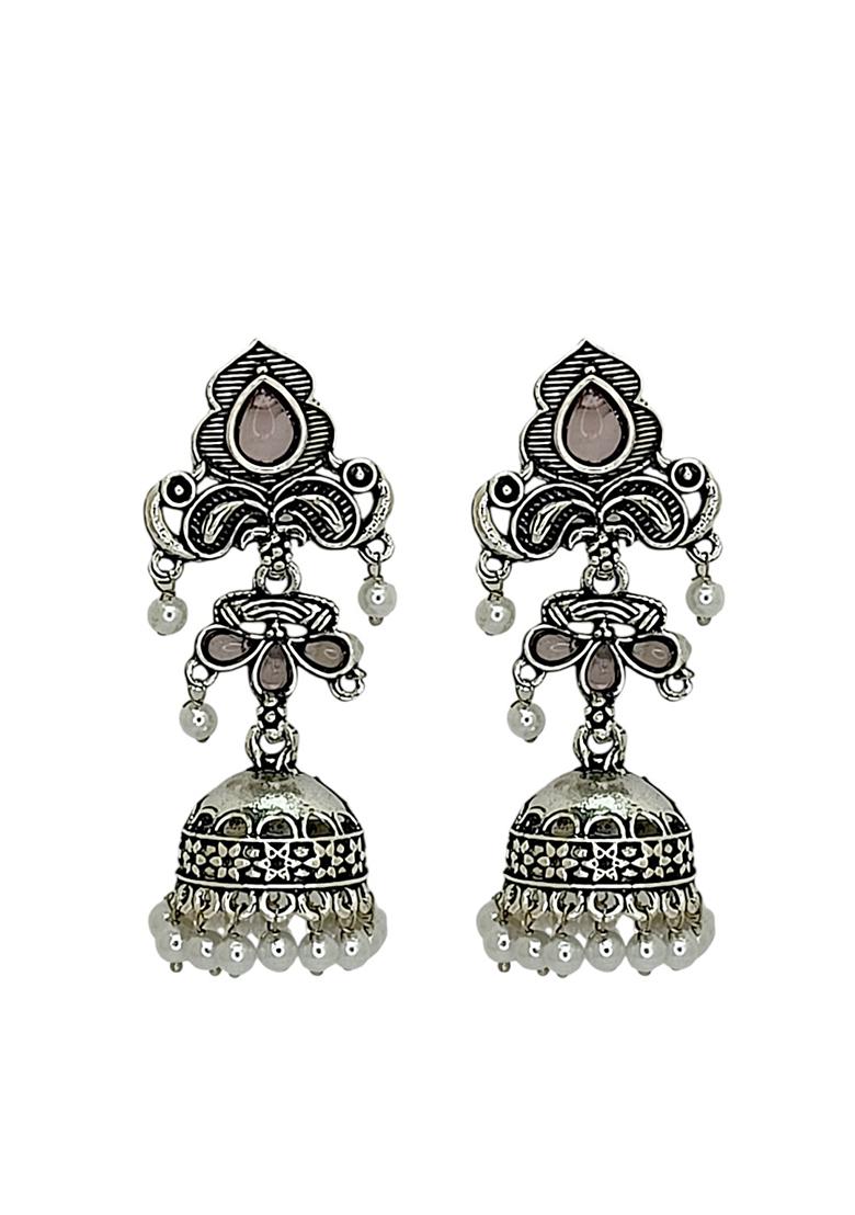 Silver Alloy Earrings - Indya