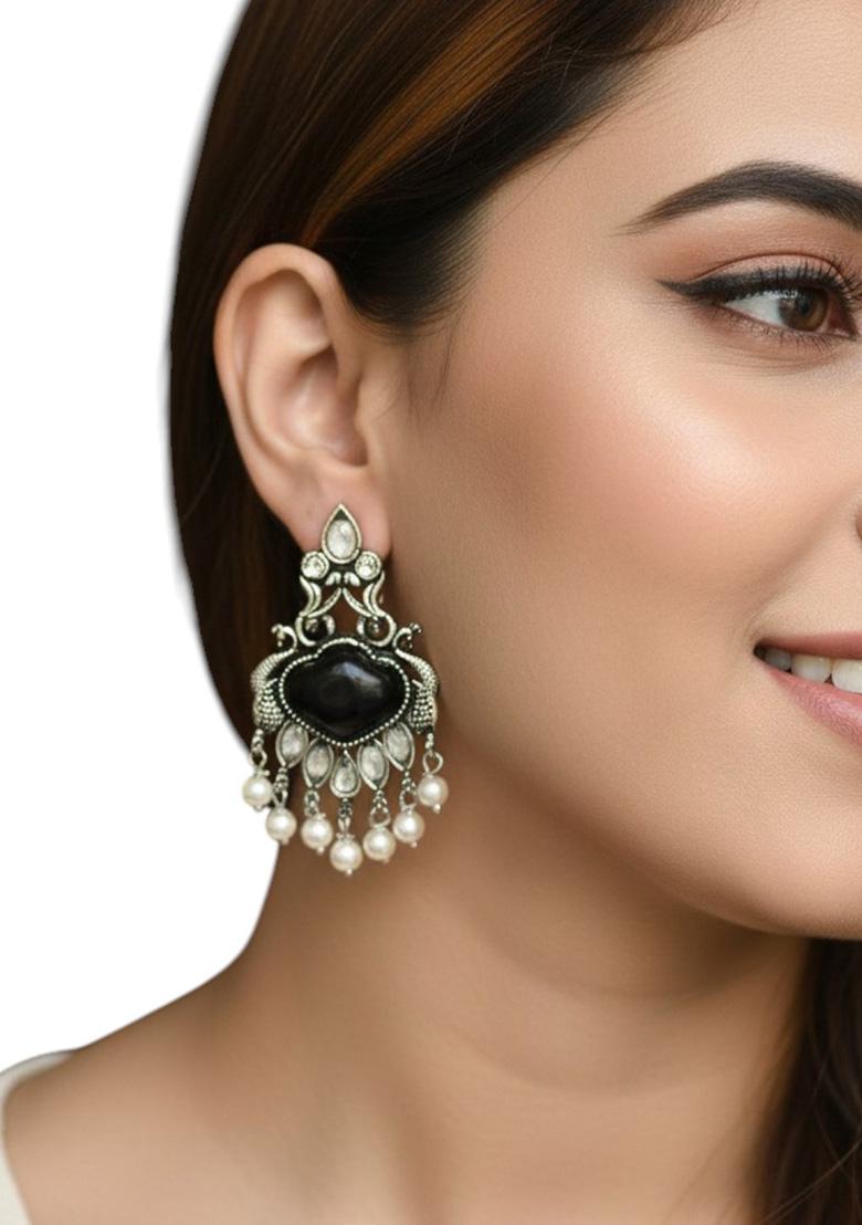 Silver Alloy Earrings - Indya