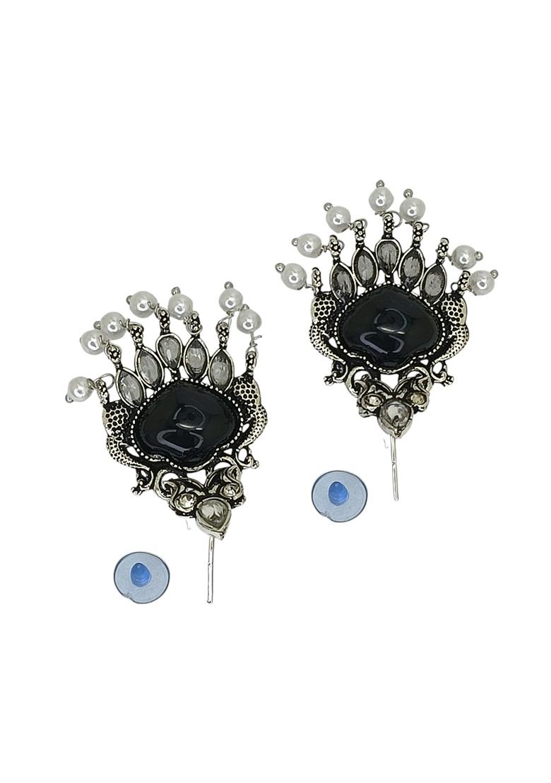 Silver Alloy Earrings - Indya