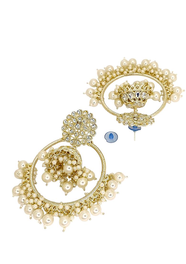 Golden Alloy Earrings - Indya