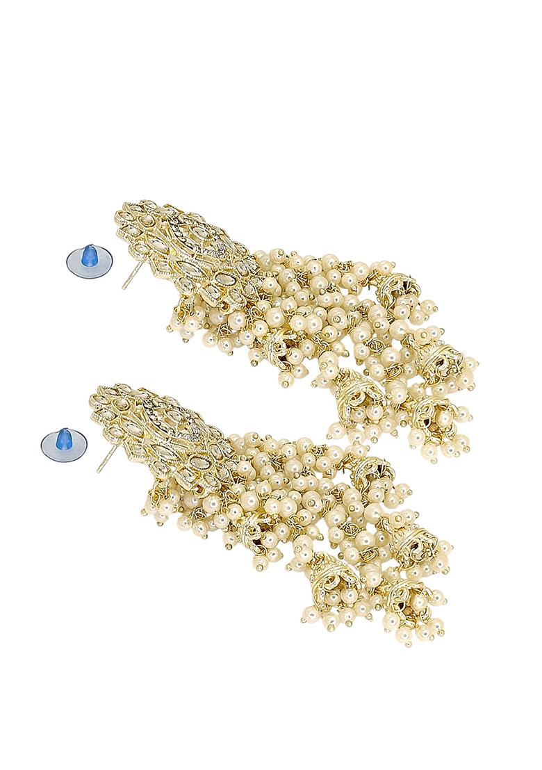 Golden Alloy Earrings - Indya