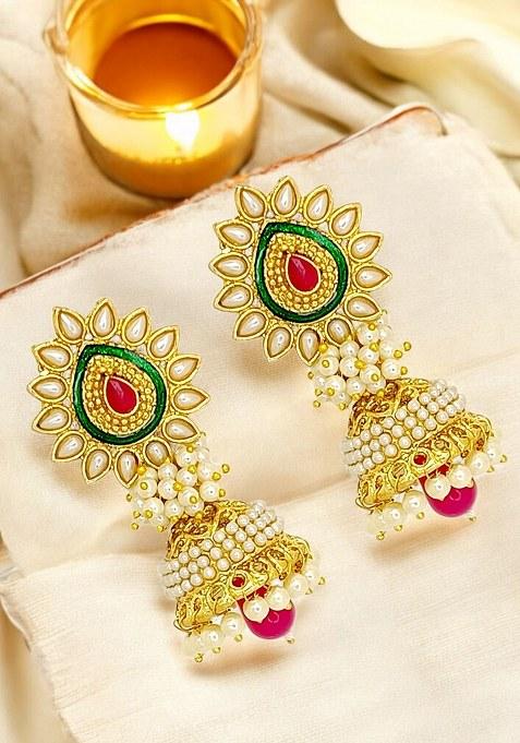 Golden Alloy Earrings