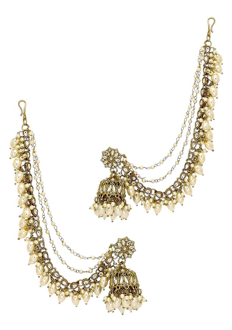 Golden Alloy Earrings - Indya