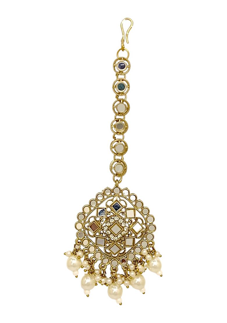 Golden Alloy Earrings - Indya