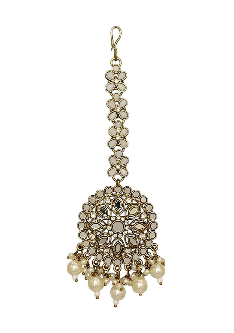 Golden Alloy Earrings - Indya